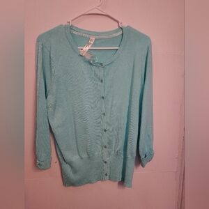 Women's Aqua Cardigan Sweater